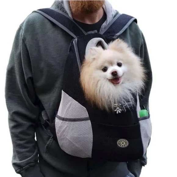 NWOT Black & Grey Fur Sport Mesh Dog / Pet Backpack Carrier - Medium (10-24 lbs) - Picture 3 of 3